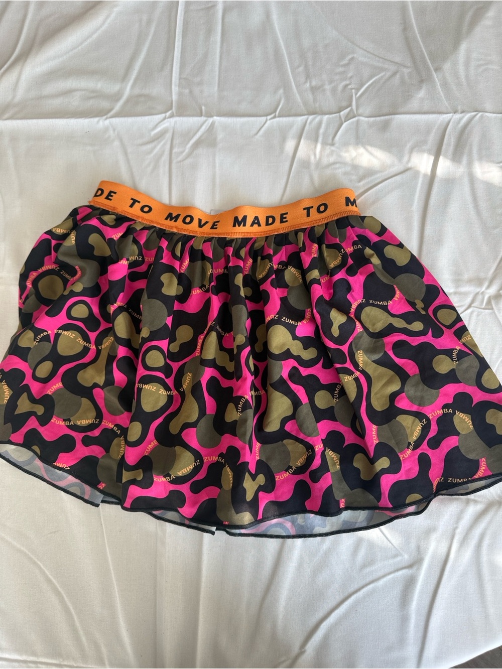 Zumba Fitness Pink, Black & Orange Elastic-Waist Circle Skirt